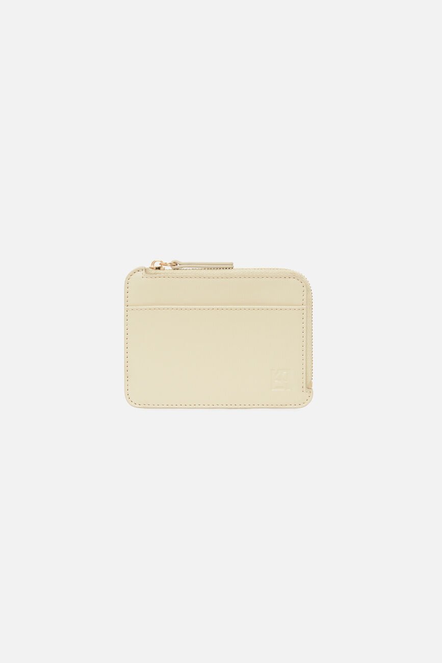 Portacarte Stanley in pelle naturale ecru donna
