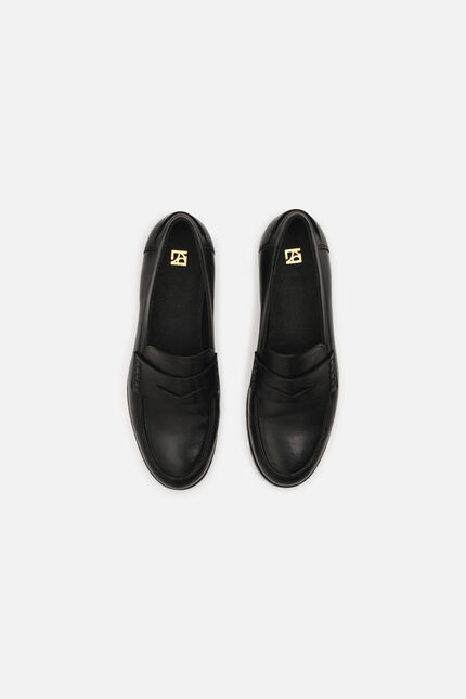 Mocassins Emi en cuir naturel noir femme