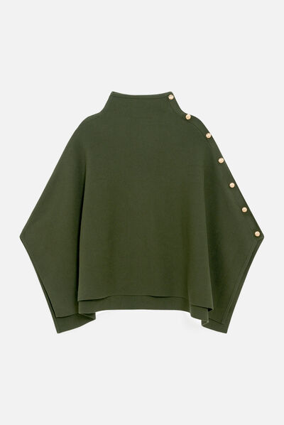 Poncho helvira vert kaki femme