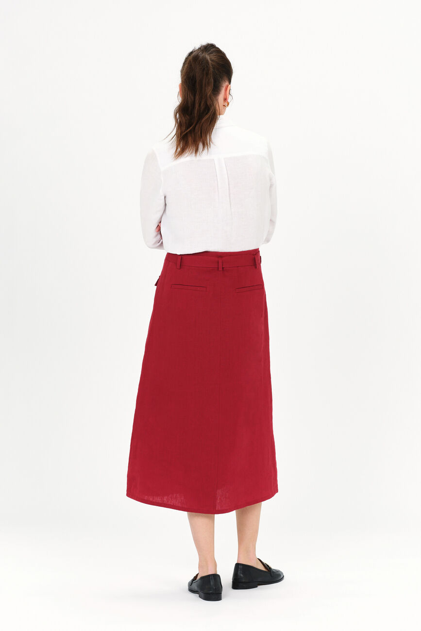 jupe agnes 100% lin marron fonce femme