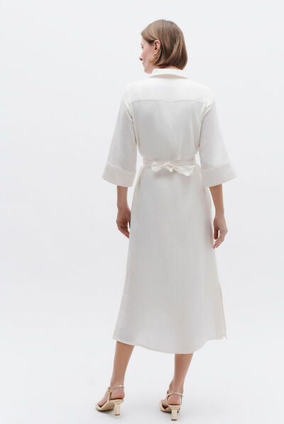 robe yana 100% lin ivoire femme