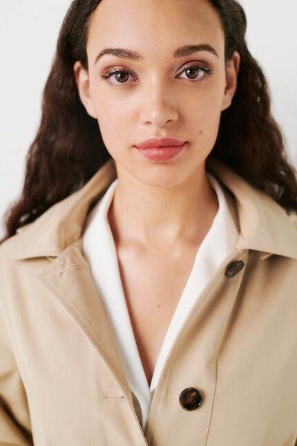 trench gabardine zand vrouw