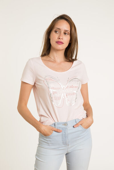 T-shirt Jamelia rosa pastello donna