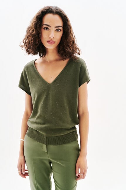 Pull Milania vert kaki femme