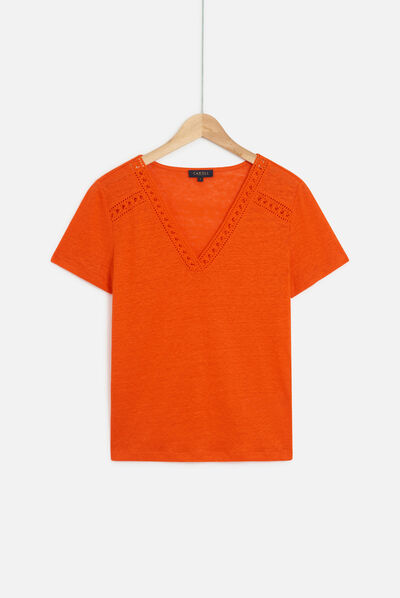 t-shirt lolita 100% lin orange femme