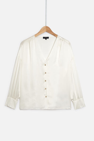 Camisa Anita de seda marfil mujer