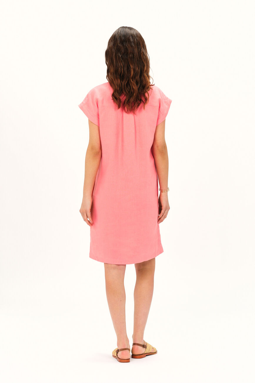 robe mirabelle 100% lin rose vif femme