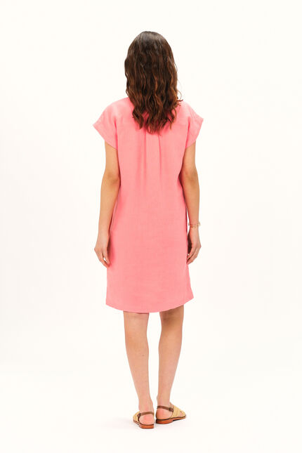 Abito Mirabelle 100% lino rosa vivo donna