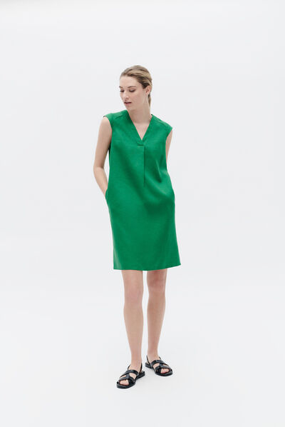robe pamela 100% lin vert menthe femme