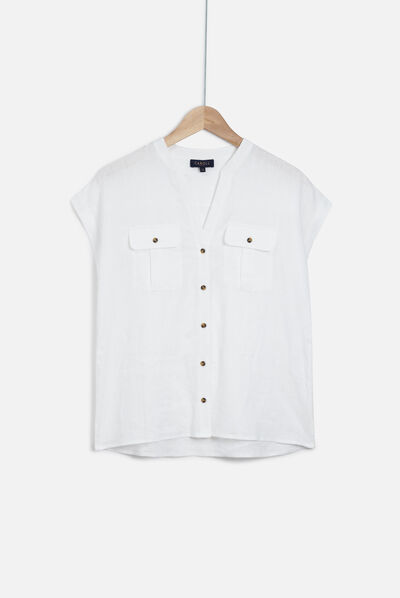 Camisa Gina 100 % lino blanco mujer