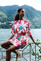 Rscarf dress fuchsia pink woman