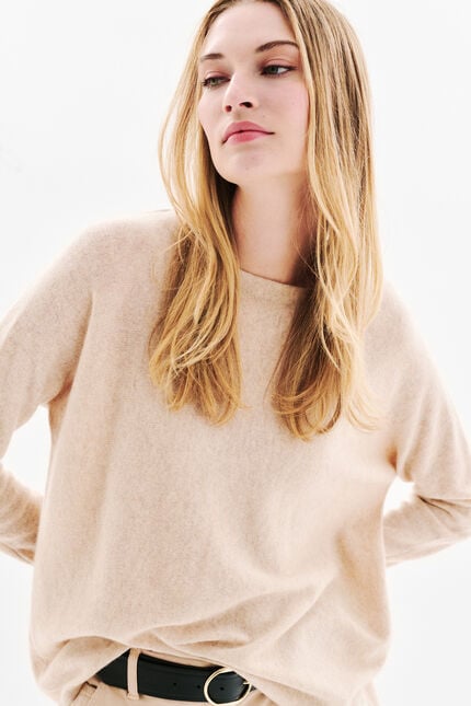 Pull mamelia 100 % cachemire gris clair femme