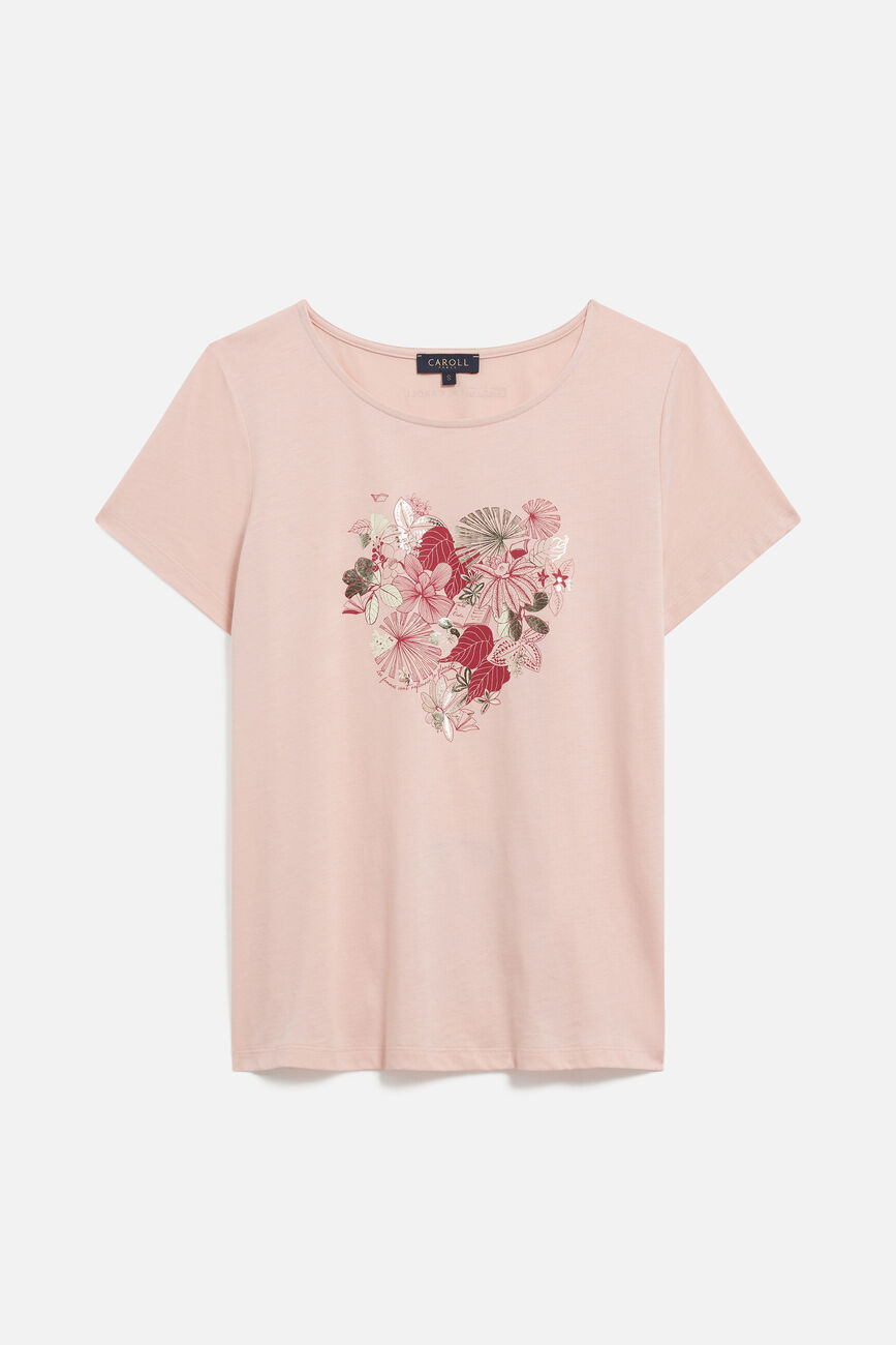 T-shirt toutes à l'école taxime heart rose poudree femme