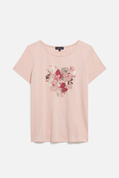 T-shirt toutes à l'école taxime heart rose poudree femme