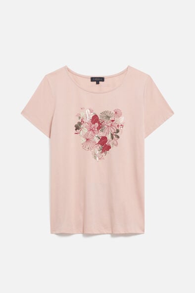 t shirt toutes a lecole taxime heart rose poudree femme T-shirt toutes à l'école taxime heart rose poudree femme