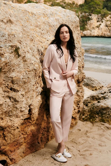 Pantalon pencette rose clair femme