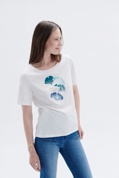T-shirt Aja à visuel bleu turquoise femme