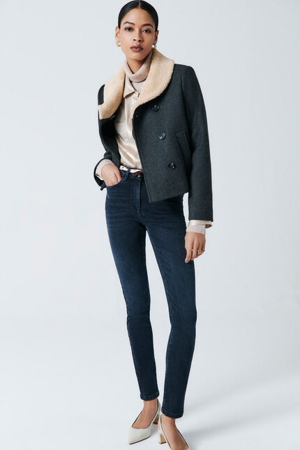 Manteau maviateur gris fonce femme