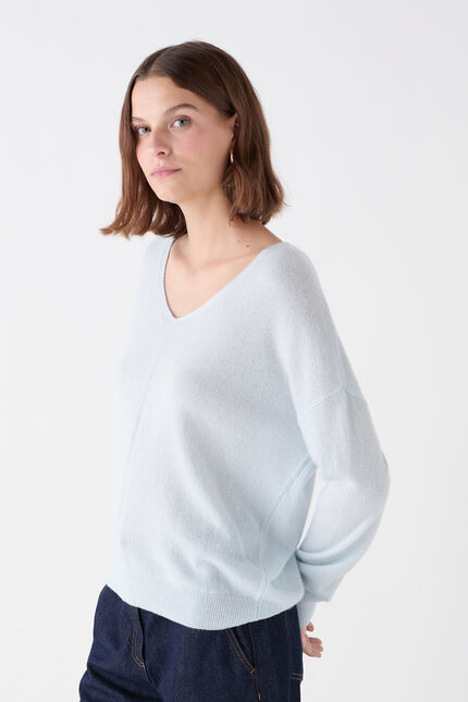 Maglione Mthelmina 100% cashmere celeste donna