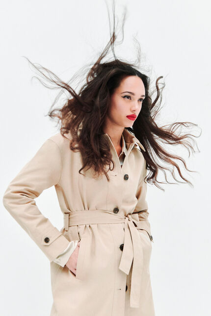 trench gabardine zand vrouw