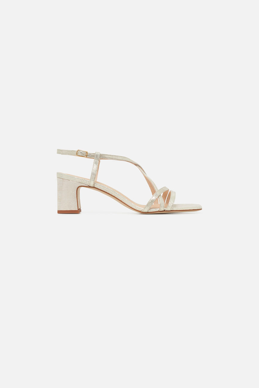 Sandales Alys en cuir naturel couleur or femme