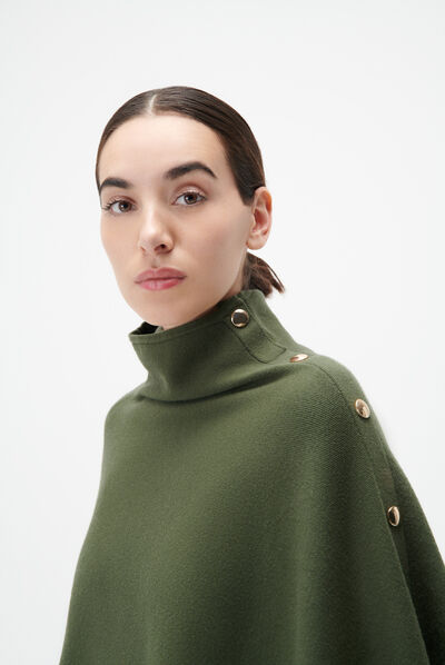 Poncho helvira vert kaki femme