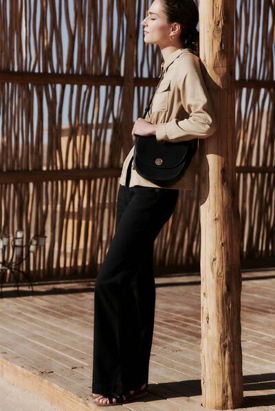 Pantaloni Porter nero donna
