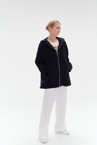 cappotto capucin zip blu navy donna