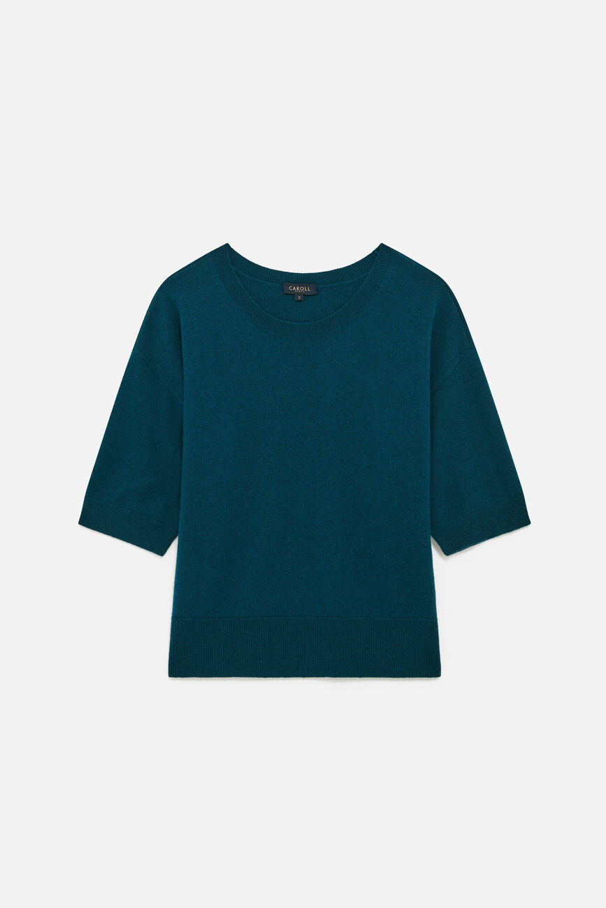 Pull mfisher 100% laine bleu canard femme