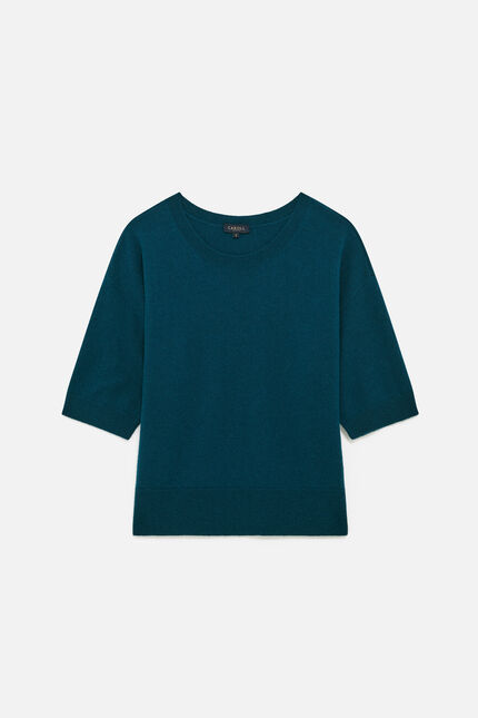 pullover mfisher 100 % Wolle entenblau damen