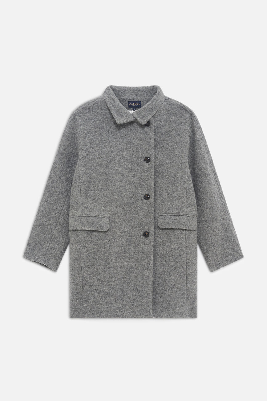 Manteau Gerome 100% laine gris clair femme