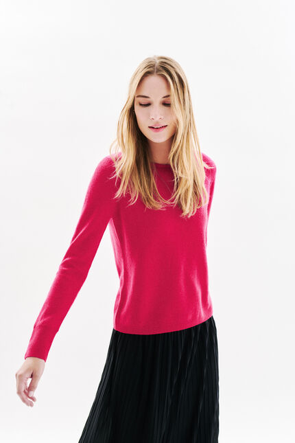 Pull mzoan 100% cachemire rose framboise femme