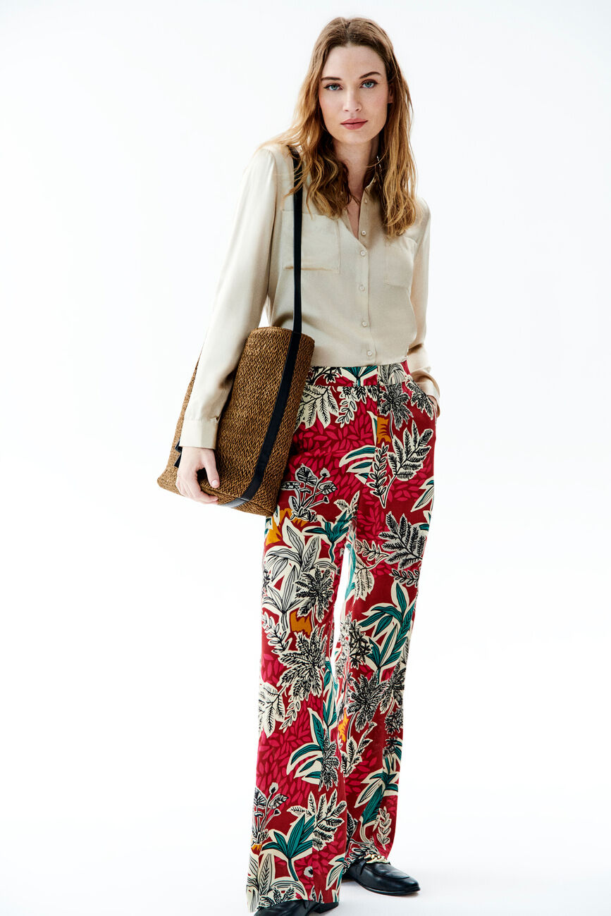 Pantalon patoche rouge fonce femme