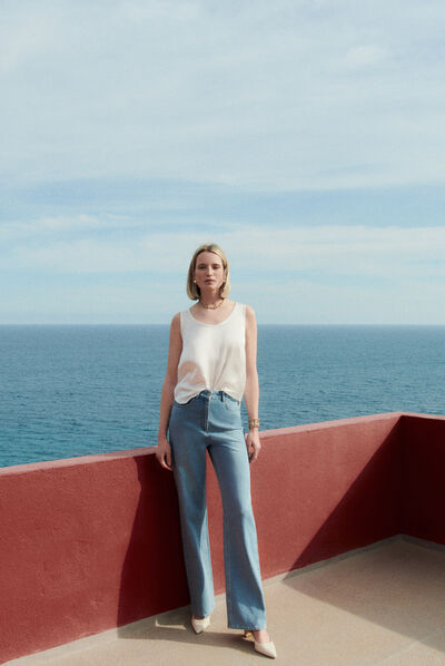 Blouse cmaelle blanc femme