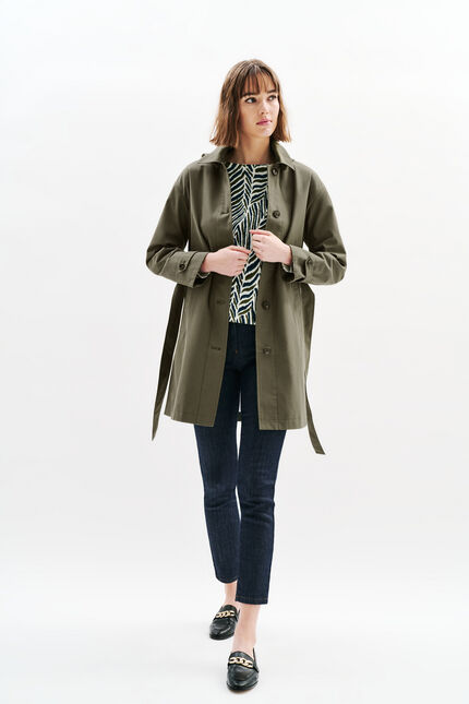 Trench gabardine vert kaki femme