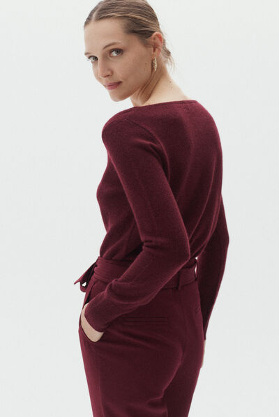pull zofia lurex 100% cachemire bordeaux femme