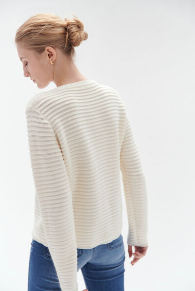 Cardigan Cecilia à boutons dorés ivoire femme
