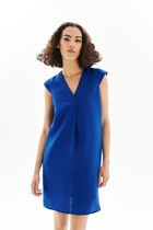 Pamela 100% linen dress blue woman