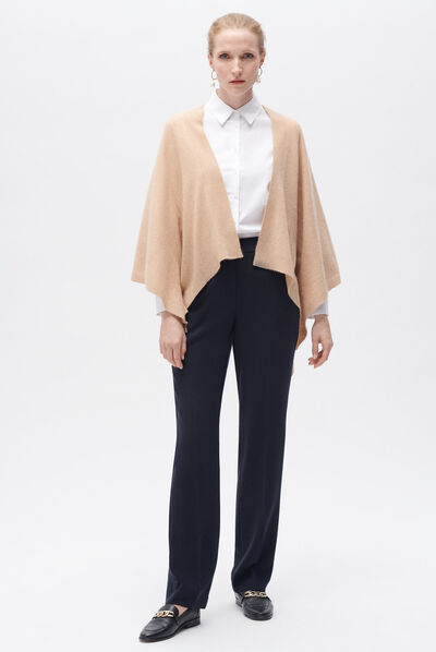 Poncho hera camel femme