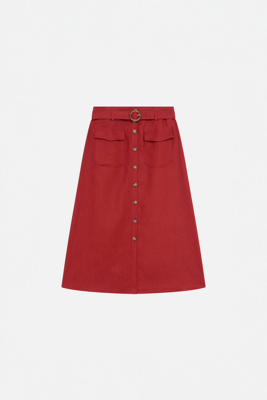 jupe agnes 100% lin marron fonce femme