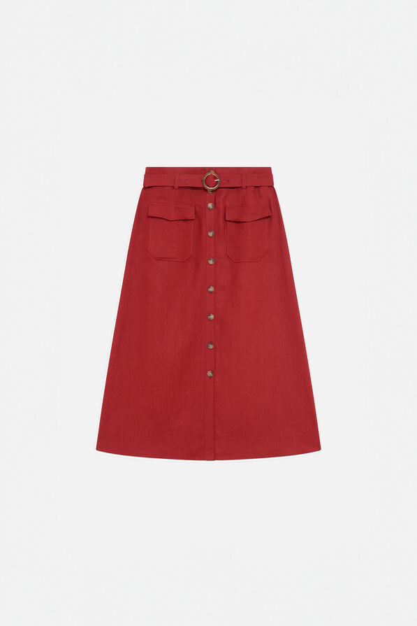 jupe agnes 100% lin marron fonce femme