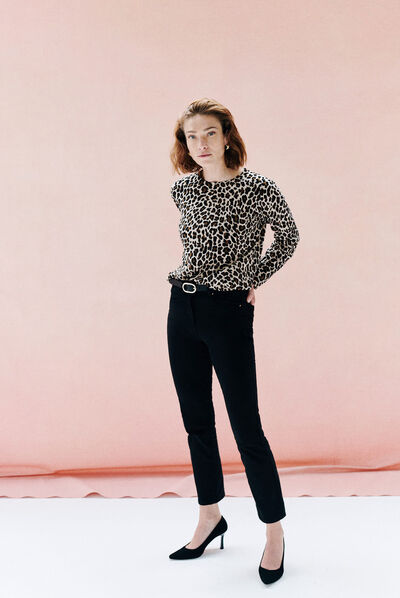 Pull mado marron cognac femme