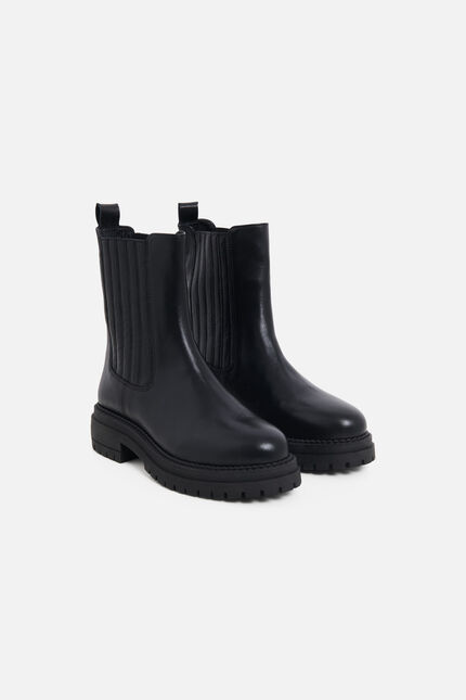 Botas Acatrina em couro natural preto mulher