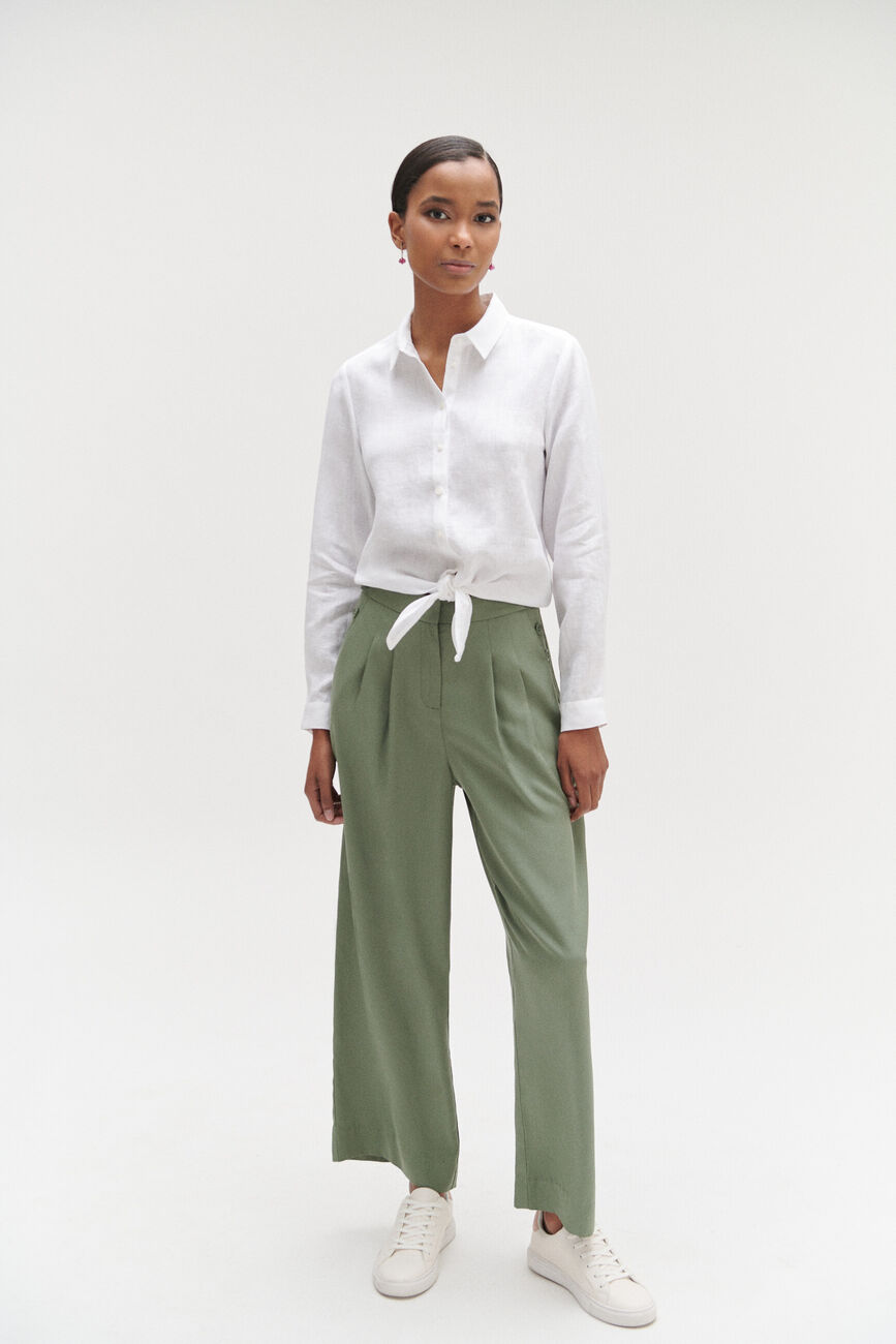 Pantalon romsey large vert kaki femme