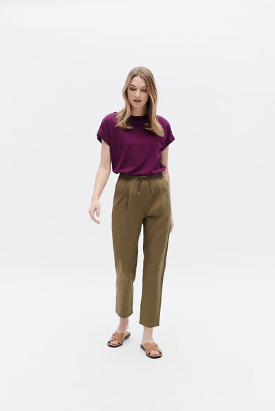 Pantalon peter vert olive femme