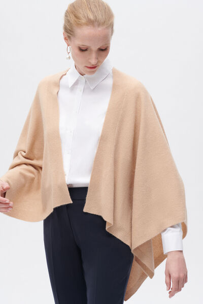 Poncho hera camel femme