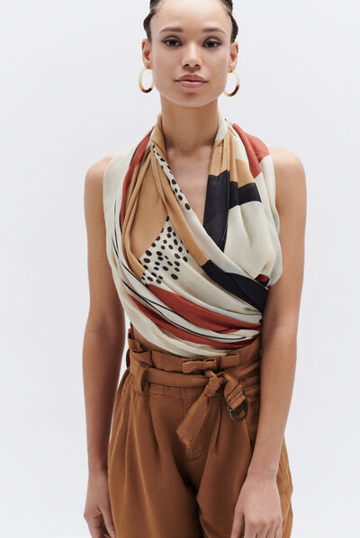 foulard salie beige femme