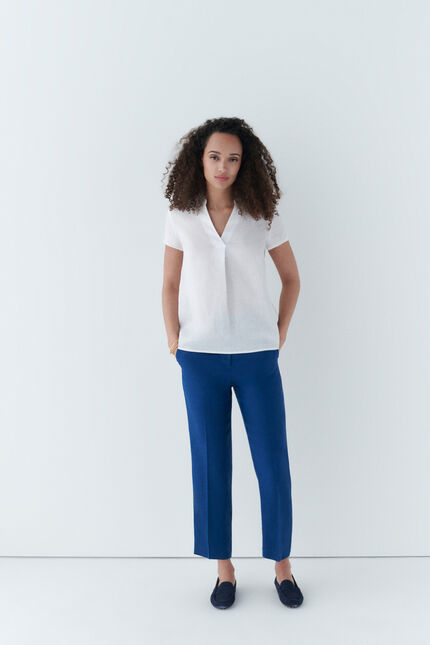 Bluse Kat 100 % Leinen weiss damen
