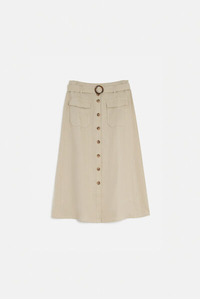 jupe agnes 100% lin taupe femme