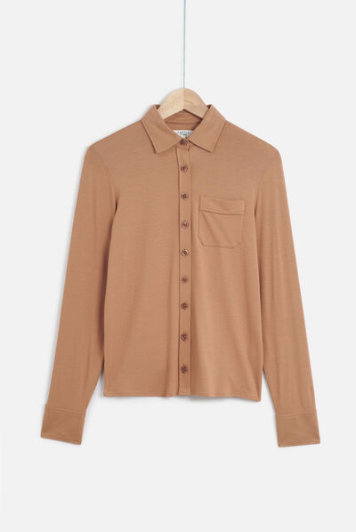 Chemise Albi en jersey camel femme